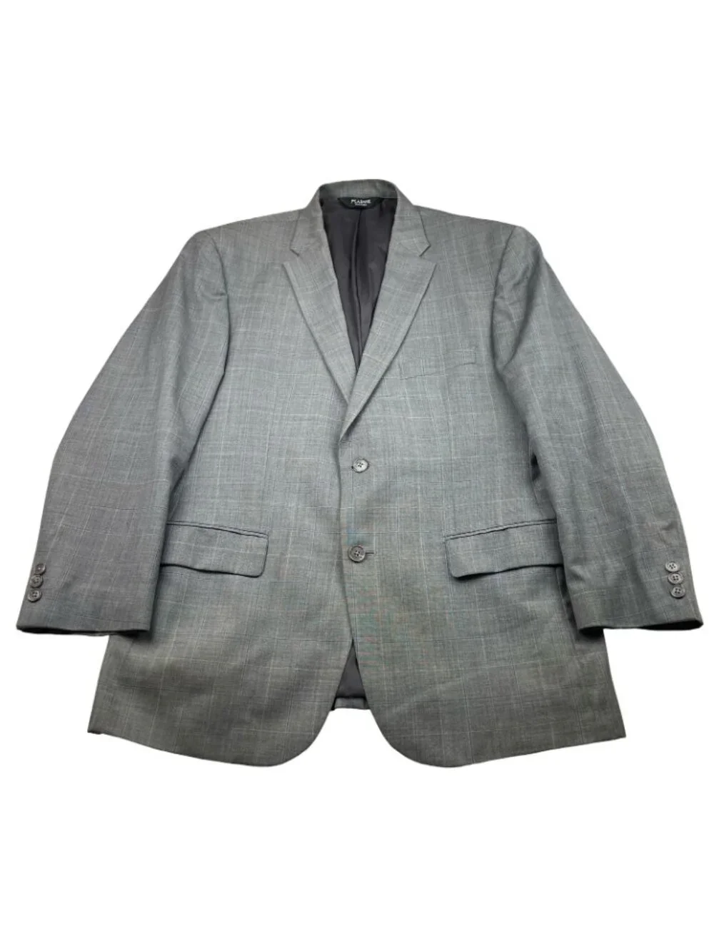 Jos A Bank Men's 100% Wool Tailored Fit 2-Button Blazer Gray/Blue Plaid • 43R